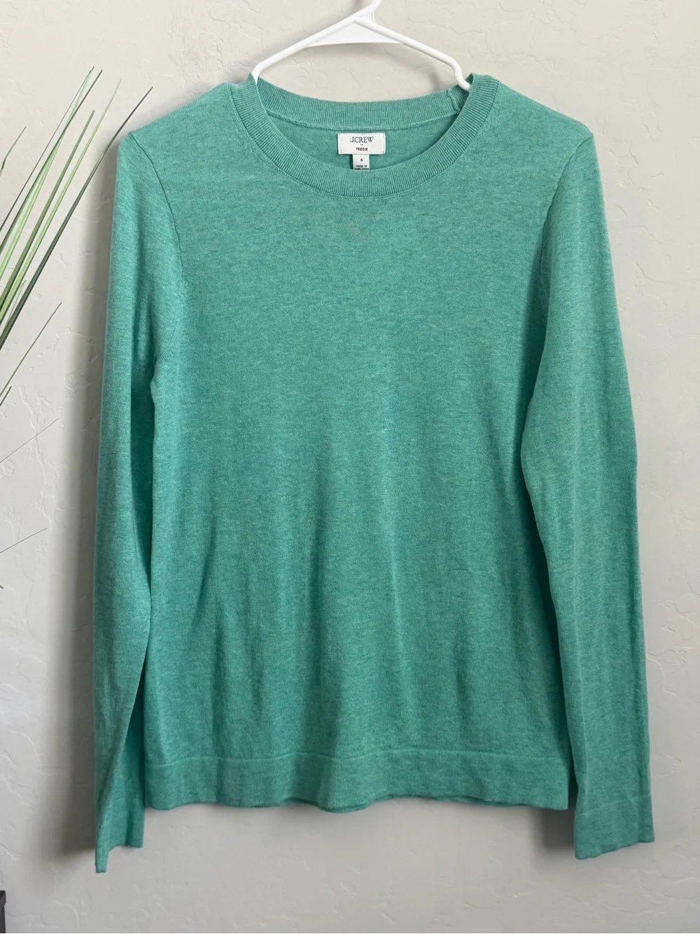 NWT J.Crew Teddy Sweater Seafoam Green 100% Cotton Crewneck Size Small
